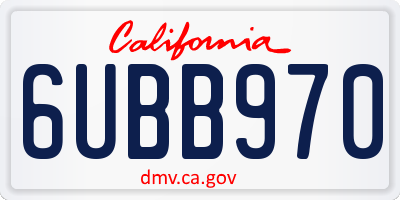 CA license plate 6UBB970