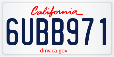 CA license plate 6UBB971