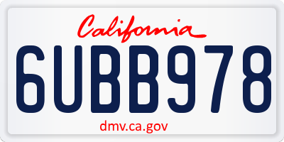 CA license plate 6UBB978
