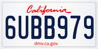 CA license plate 6UBB979