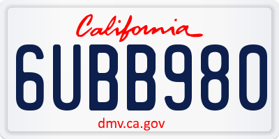 CA license plate 6UBB980
