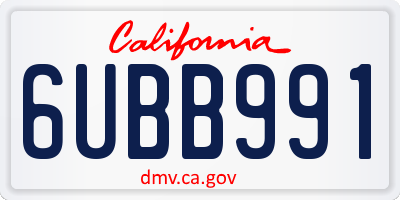 CA license plate 6UBB991