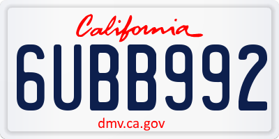 CA license plate 6UBB992
