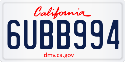 CA license plate 6UBB994