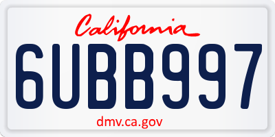 CA license plate 6UBB997