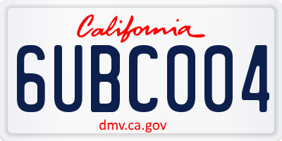 CA license plate 6UBC004