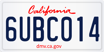 CA license plate 6UBC014