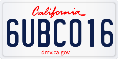 CA license plate 6UBC016