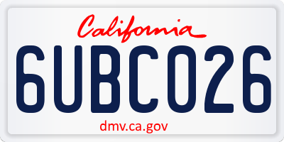 CA license plate 6UBC026
