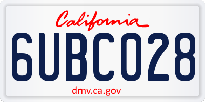 CA license plate 6UBC028