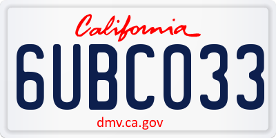 CA license plate 6UBC033