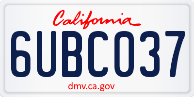 CA license plate 6UBC037