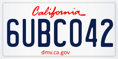 CA license plate 6UBC042