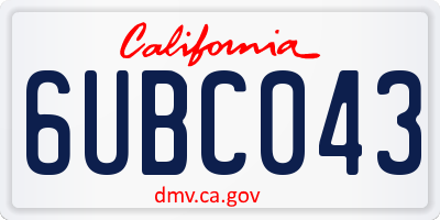 CA license plate 6UBC043
