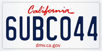 CA license plate 6UBC044