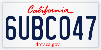 CA license plate 6UBC047