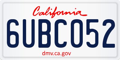 CA license plate 6UBC052