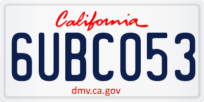CA license plate 6UBC053