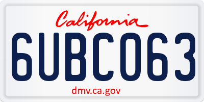 CA license plate 6UBC063