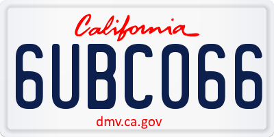 CA license plate 6UBC066