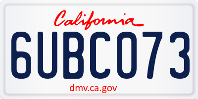CA license plate 6UBC073