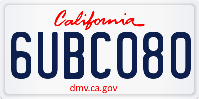 CA license plate 6UBC080