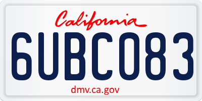 CA license plate 6UBC083