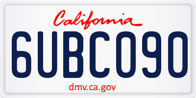 CA license plate 6UBC090