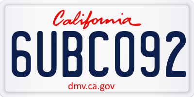 CA license plate 6UBC092