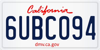 CA license plate 6UBC094