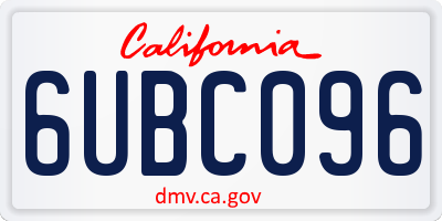 CA license plate 6UBC096