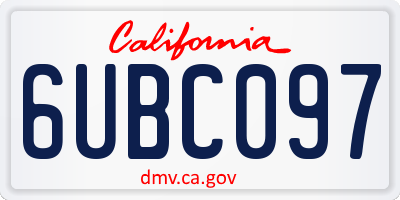 CA license plate 6UBC097