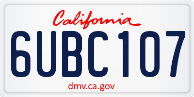 CA license plate 6UBC107