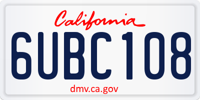 CA license plate 6UBC108