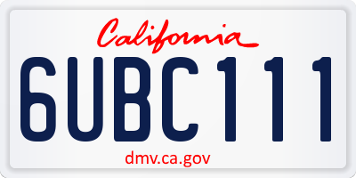CA license plate 6UBC111