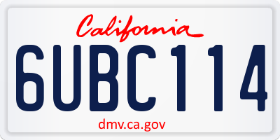 CA license plate 6UBC114