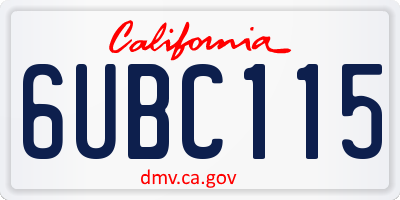 CA license plate 6UBC115