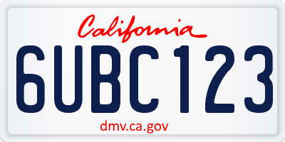 CA license plate 6UBC123