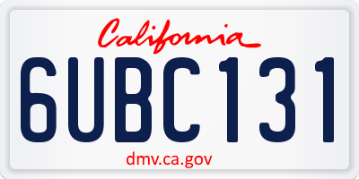 CA license plate 6UBC131