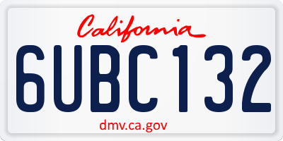 CA license plate 6UBC132