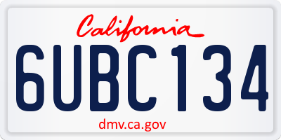CA license plate 6UBC134