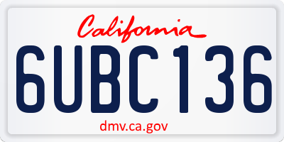 CA license plate 6UBC136