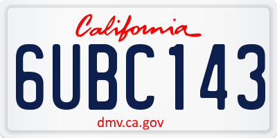 CA license plate 6UBC143