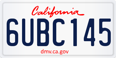 CA license plate 6UBC145