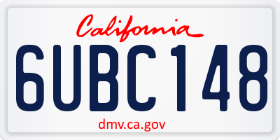 CA license plate 6UBC148