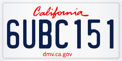 CA license plate 6UBC151