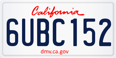 CA license plate 6UBC152
