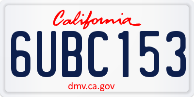 CA license plate 6UBC153