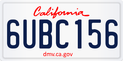 CA license plate 6UBC156