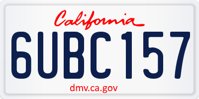 CA license plate 6UBC157